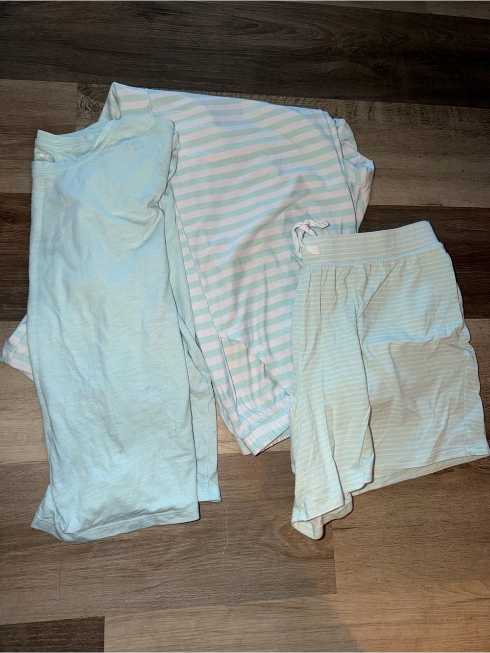 Light Mint & white Striped 3-Piece Pajama Set